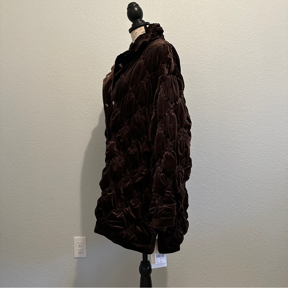Ameri - Velour Quilting Stand Collar Puffer Coat … - image 3